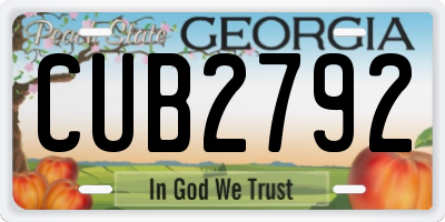 GA license plate CUB2792