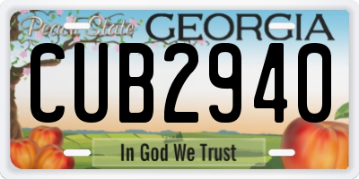 GA license plate CUB2940