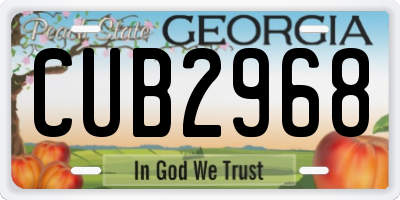 GA license plate CUB2968