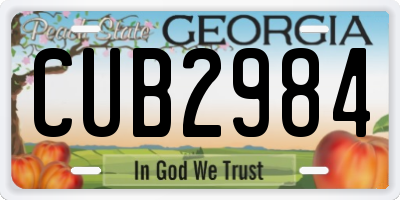 GA license plate CUB2984