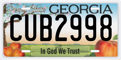 GA license plate CUB2998