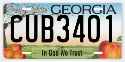 GA license plate CUB3401