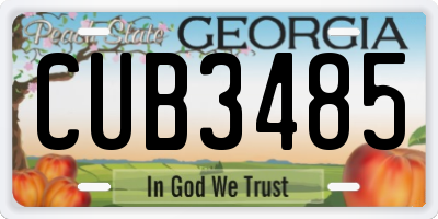 GA license plate CUB3485