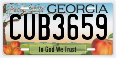 GA license plate CUB3659
