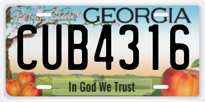 GA license plate CUB4316