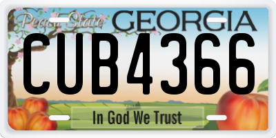 GA license plate CUB4366
