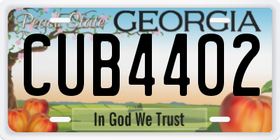 GA license plate CUB4402