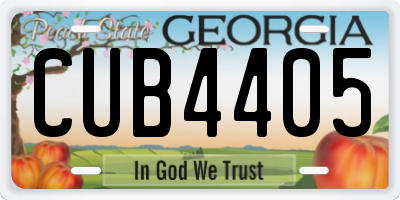 GA license plate CUB4405