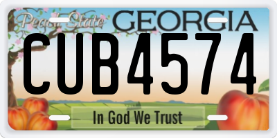 GA license plate CUB4574