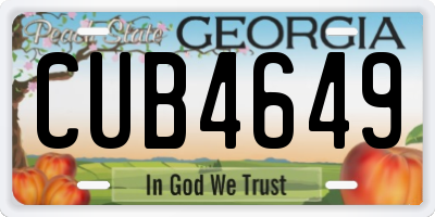GA license plate CUB4649