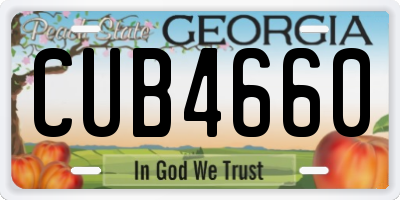 GA license plate CUB4660