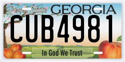 GA license plate CUB4981