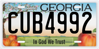 GA license plate CUB4992