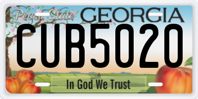 GA license plate CUB5020