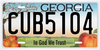 GA license plate CUB5104