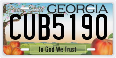 GA license plate CUB5190