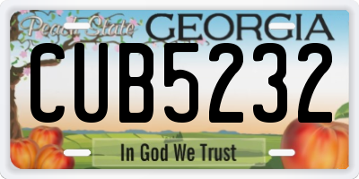 GA license plate CUB5232