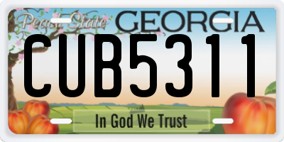 GA license plate CUB5311