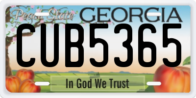 GA license plate CUB5365