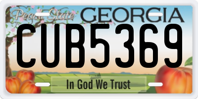 GA license plate CUB5369