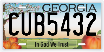 GA license plate CUB5432