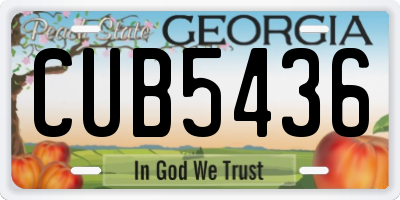 GA license plate CUB5436
