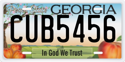 GA license plate CUB5456
