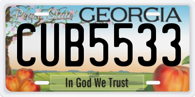 GA license plate CUB5533