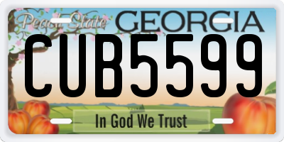 GA license plate CUB5599