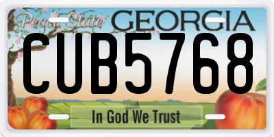 GA license plate CUB5768