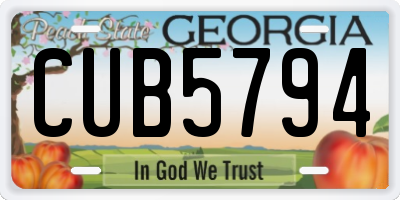 GA license plate CUB5794