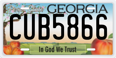 GA license plate CUB5866