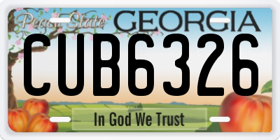 GA license plate CUB6326