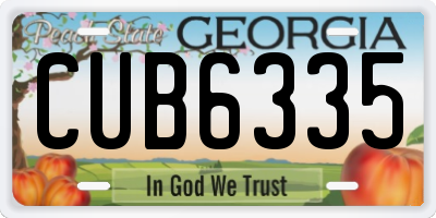GA license plate CUB6335