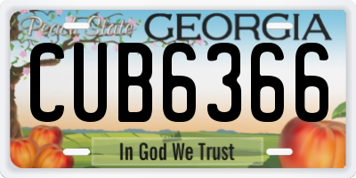 GA license plate CUB6366