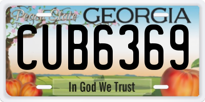 GA license plate CUB6369