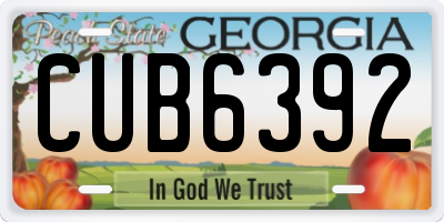 GA license plate CUB6392