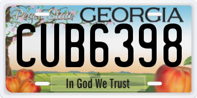 GA license plate CUB6398