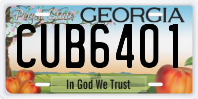 GA license plate CUB6401