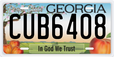 GA license plate CUB6408