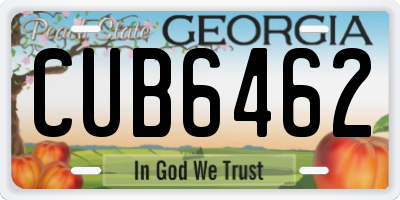 GA license plate CUB6462