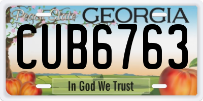 GA license plate CUB6763
