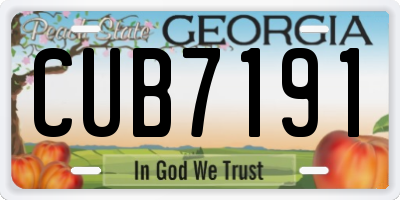 GA license plate CUB7191