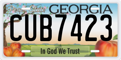 GA license plate CUB7423