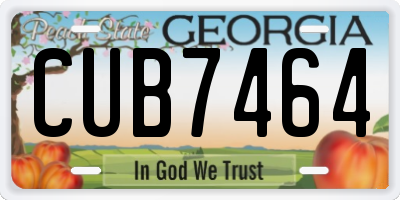 GA license plate CUB7464