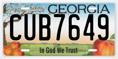 GA license plate CUB7649