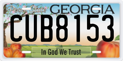 GA license plate CUB8153