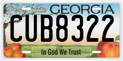 GA license plate CUB8322