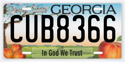 GA license plate CUB8366