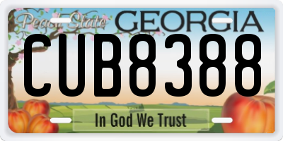 GA license plate CUB8388